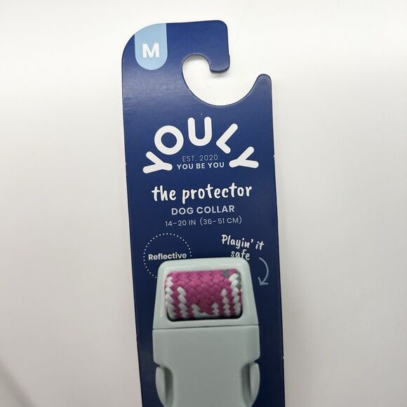 YOULY The Protector Dog Collar Reflective Pink & Gray, M Medium Pet 14”-20” - Picture 4 of 7